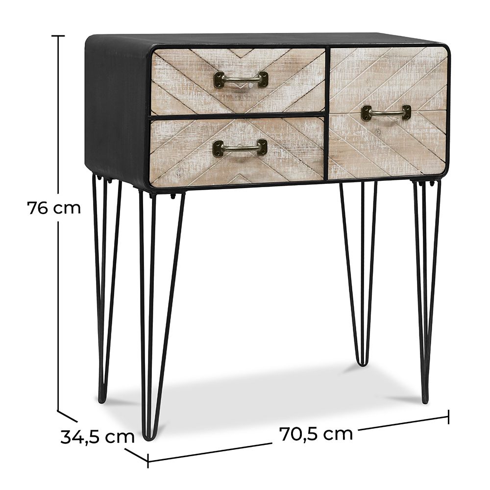 Credenza in Metallo - Stile Industriale - 3 cassetti - Carson