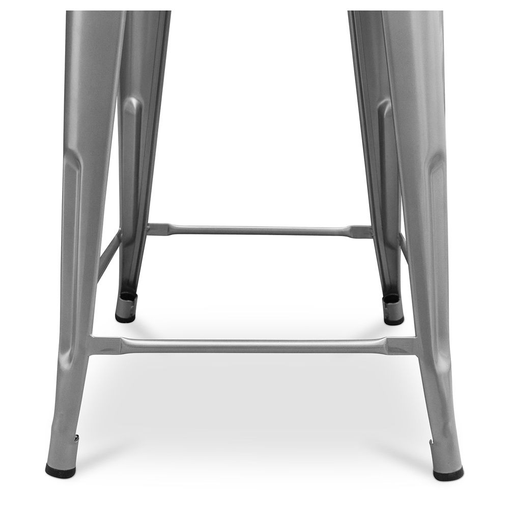 Sgabello da bar di design industriale con schienale - Legno e acciaio - 60 cm - Metalix