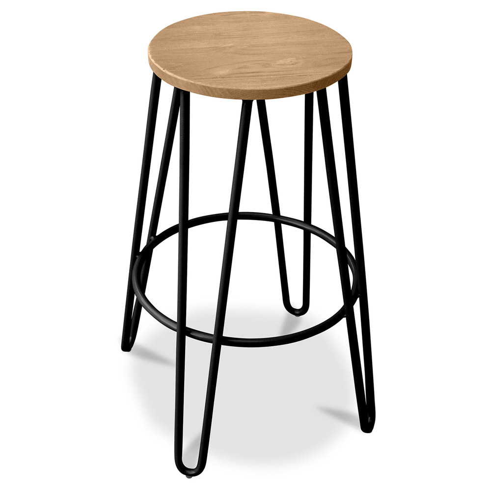 Sgabello Hairpin - 74cm - Legno chiaro e metallo