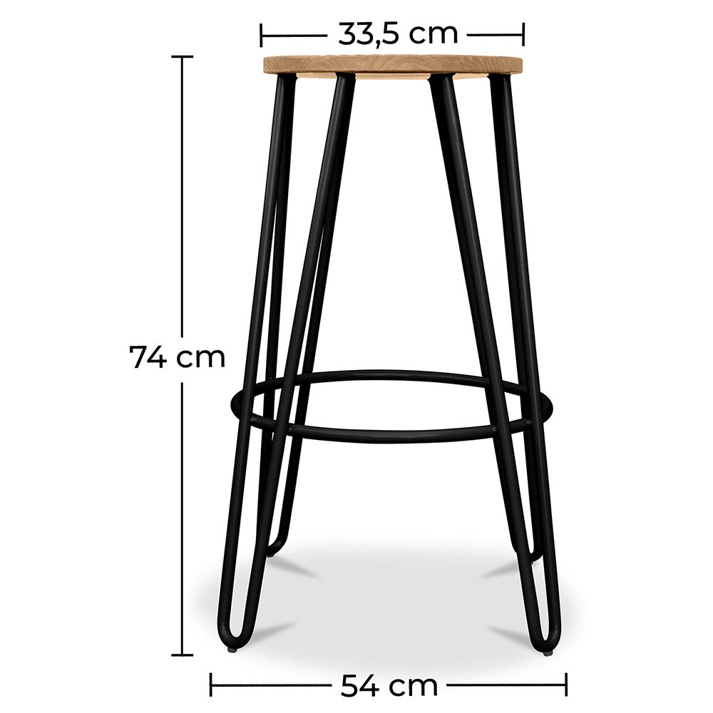 Sgabello Hairpin - 74cm - Legno chiaro e metallo