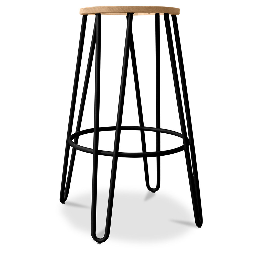 Sgabello Hairpin - 74cm - Legno chiaro e metallo