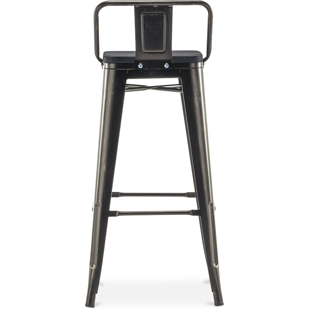 Sgabello da bar stile Bistrot Metalix con  schienale basso  - Metallo e legno scuro - 76 cm