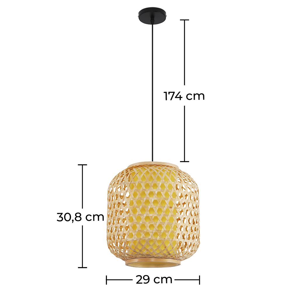 Lampada da soffitto in bambù - Lampada a sospensione in stile Boho Bali - Karen