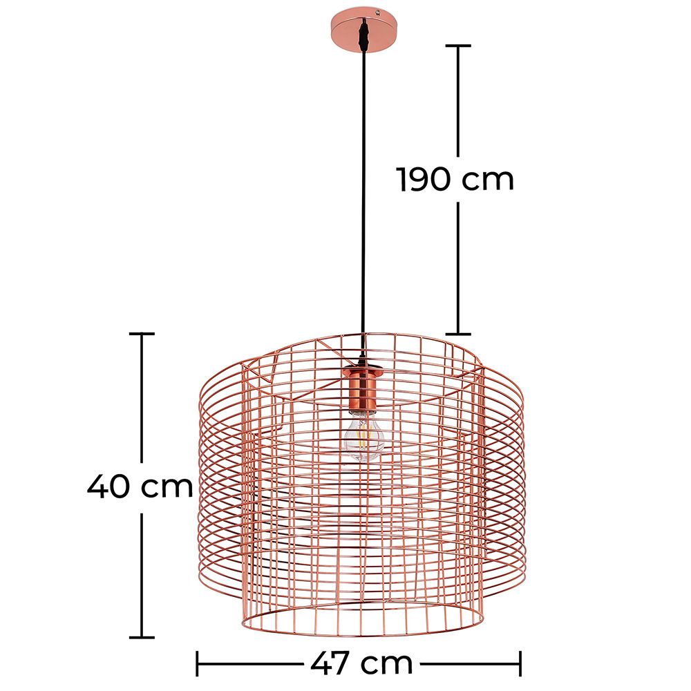 Lampadario a sospensione con struttura in filo