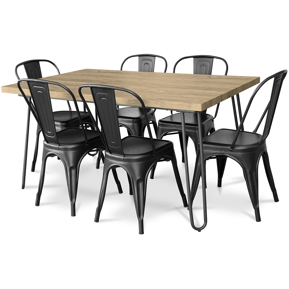 Tavolo da pranzo Hairpin 150x90 + X6 Sedia Bistrot Metalix 