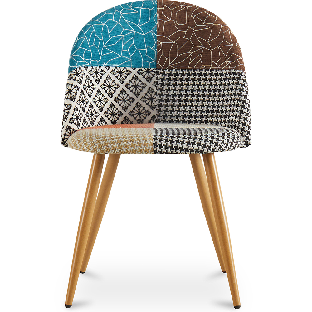 Sedia da Pranzo Design Accent rivestimento Patchwork, Stile Scandinavo,Retrò Gambe in legno - Bennett Amy