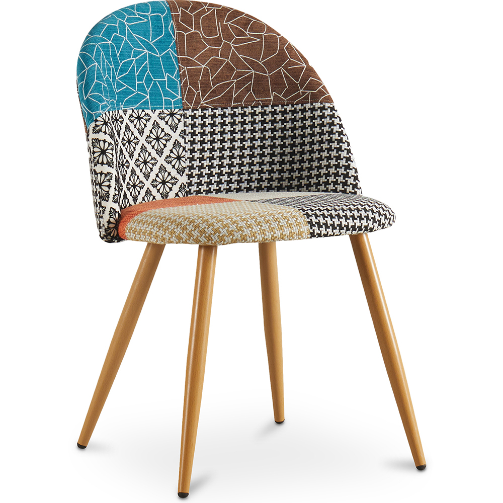 Sedia da Pranzo Design Accent rivestimento Patchwork, Stile Scandinavo,Retrò Gambe in legno - Bennett Amy