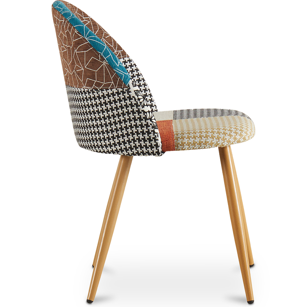 Sedia da Pranzo Design Accent rivestimento Patchwork, Stile Scandinavo,Retrò Gambe in legno - Bennett Amy