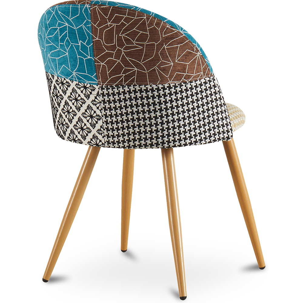 Sedia da Pranzo Design Accent rivestimento Patchwork, Stile Scandinavo,Retrò Gambe in legno - Bennett Amy