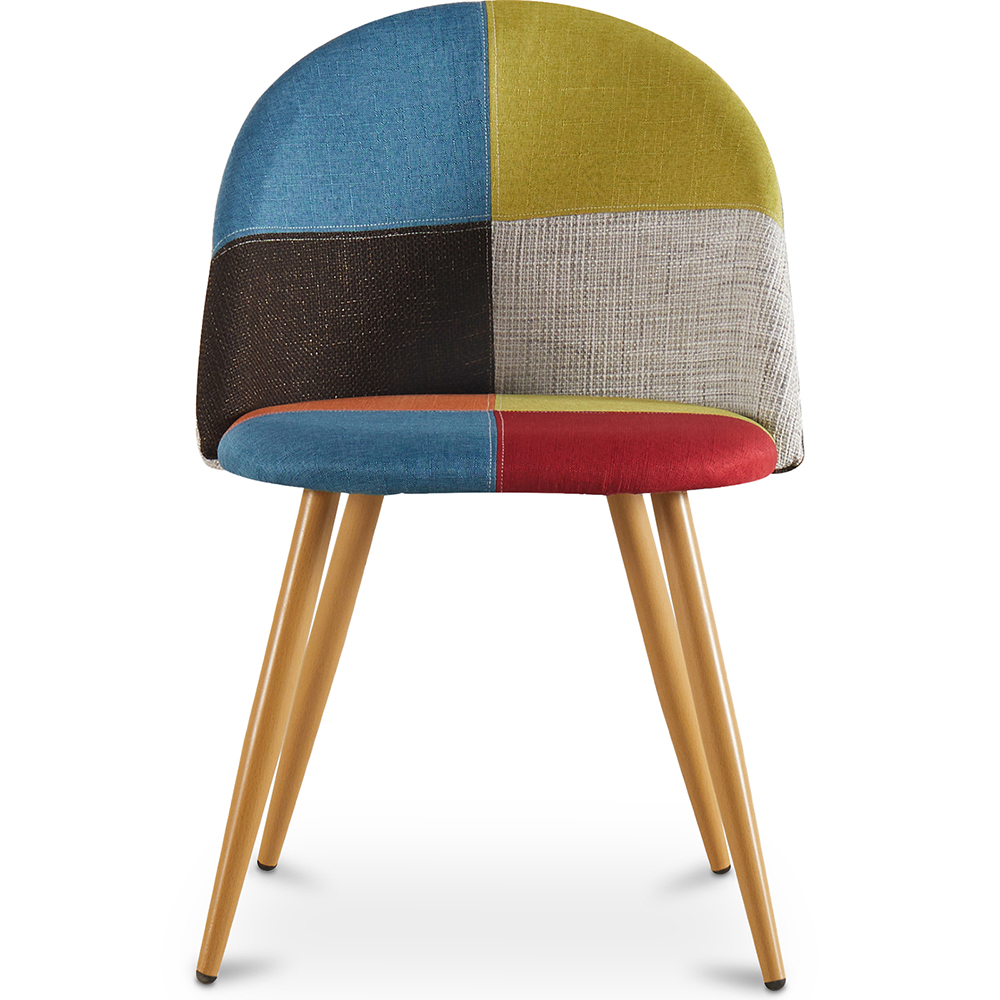 Sedia da Pranzo, Design Accent Rivestimento Patchwork Stile Scandinavo, Retrò Gambe in legno - Bennett Fiona
