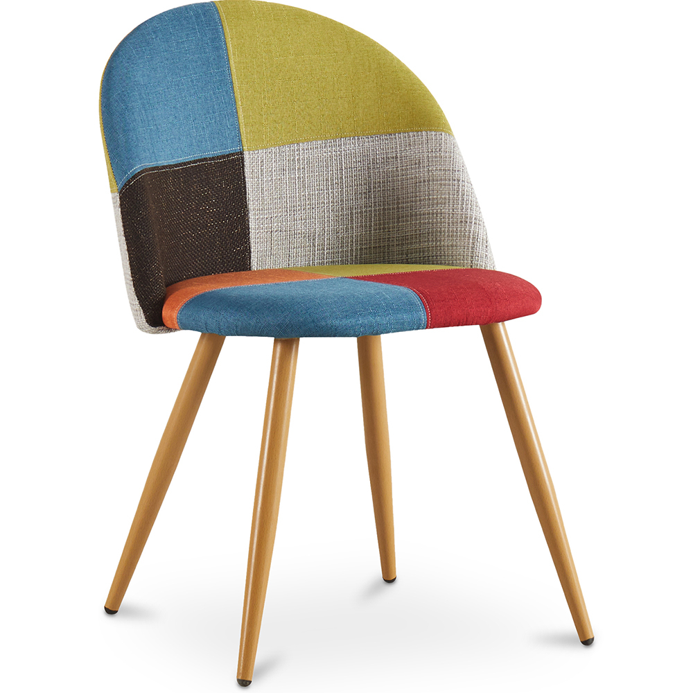 Sedia da Pranzo, Design Accent Rivestimento Patchwork Stile Scandinavo, Retrò Gambe in legno - Bennett Fiona
