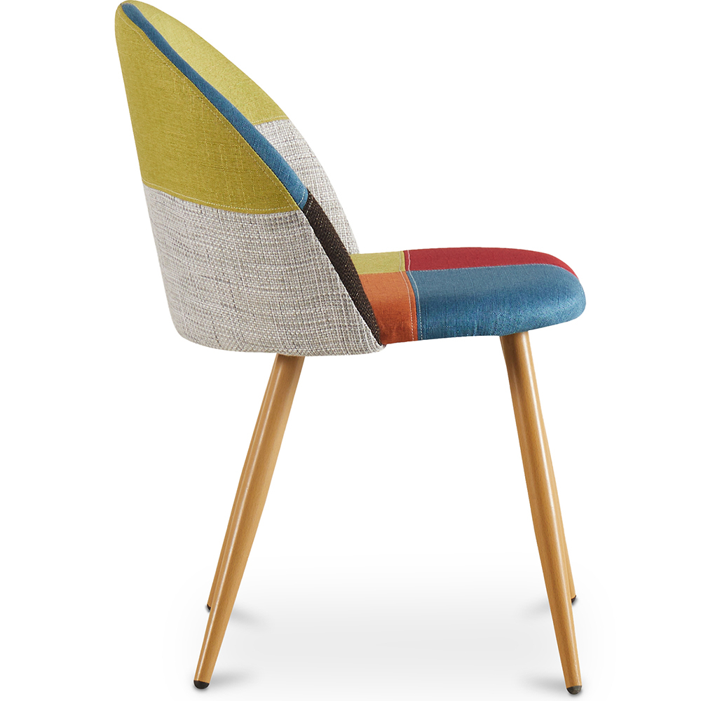 Sedia da Pranzo, Design Accent Rivestimento Patchwork Stile Scandinavo, Retrò Gambe in legno - Bennett Fiona
