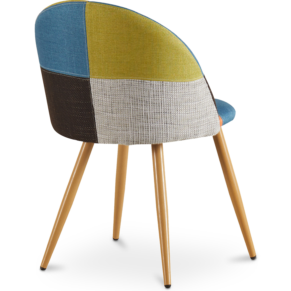 Sedia da Pranzo, Design Accent Rivestimento Patchwork Stile Scandinavo, Retrò Gambe in legno - Bennett Fiona