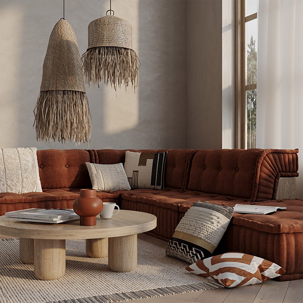 Lampadario In Rattan Naturale Design Boho Bali - Hiue
