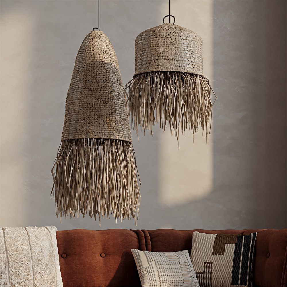 Lampadario In Rattan Naturale Design Boho Bali - Hiue