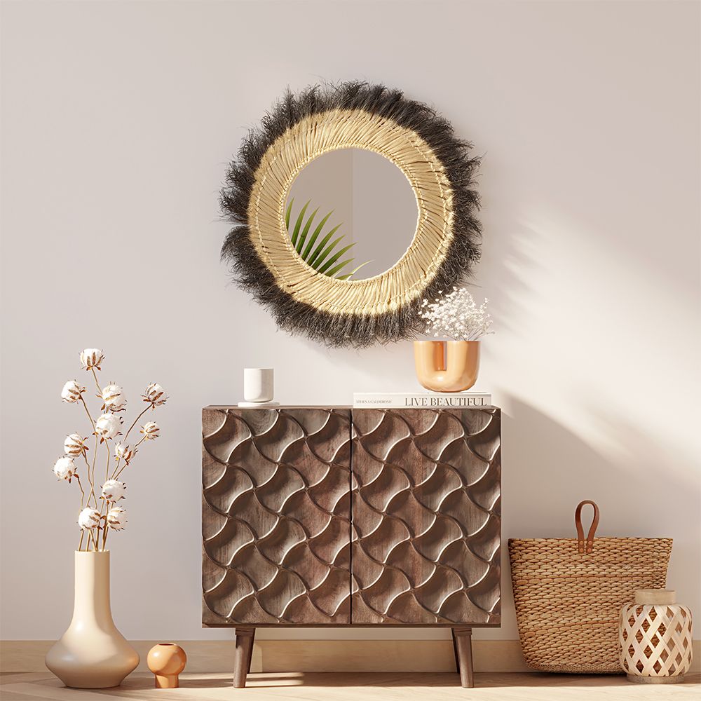  Specchio da Parete - Rotondo Boho Bali (60 cm) - Melu