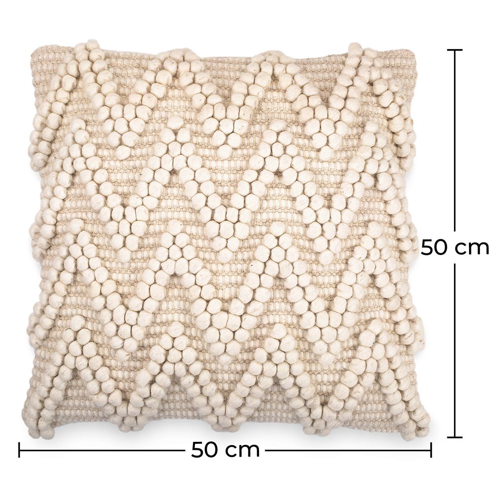 Federa per cuscino Chewuna 100% Lana fodera + imbottitura - Stile Rustico - 50x50 cm + cuscino incluso
