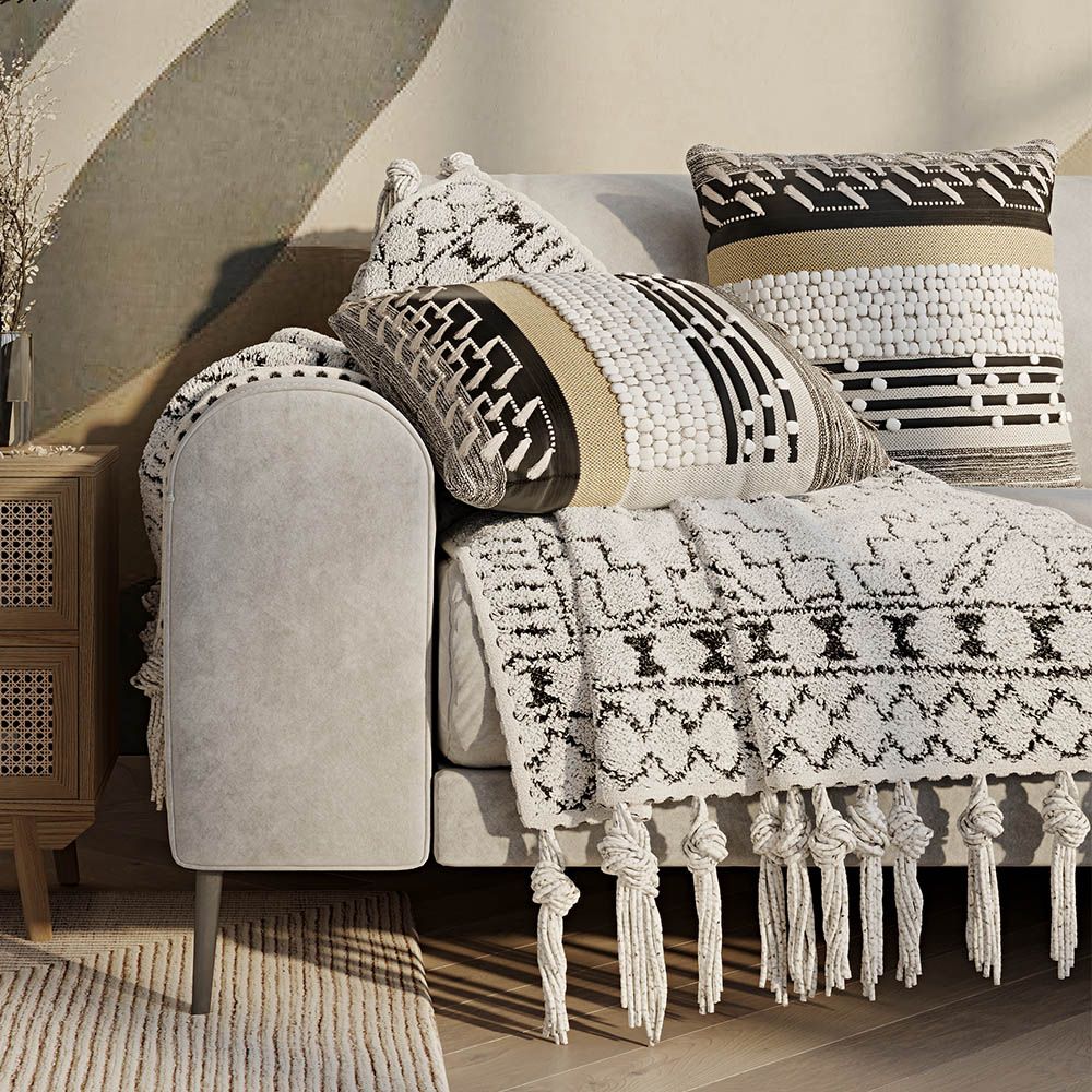 Cuscino Quadrato di Cotone in Stile Boho Bali fodera + imbottitura - Claudia