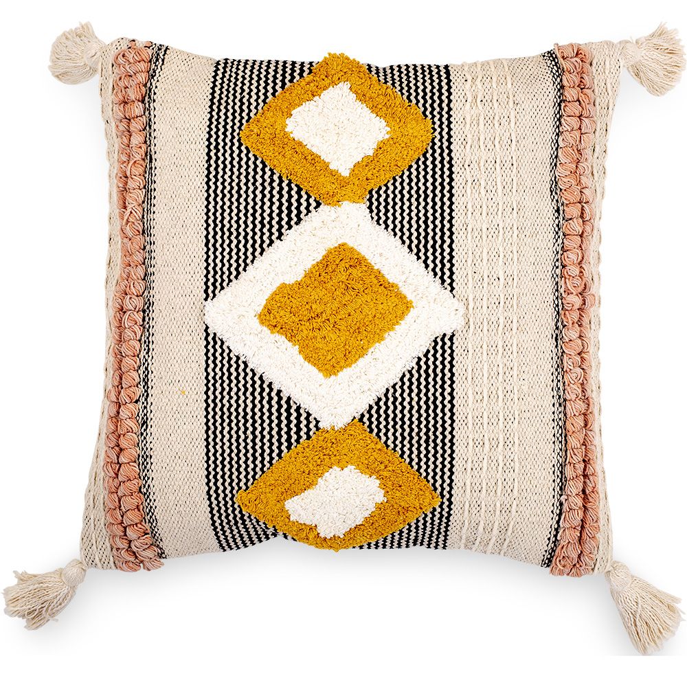Cuscino Quadrato di Cotone in Stile Boho Bali fodera + imbottitura - Lucy