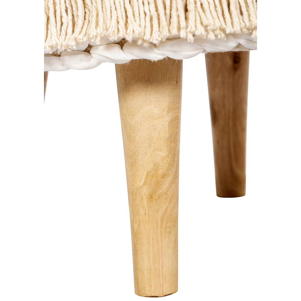 Sgabello Imbottito Stile Boho Bali in Legno - Rivestimento di Cotone e Filato Riciclato - Isabella Bali