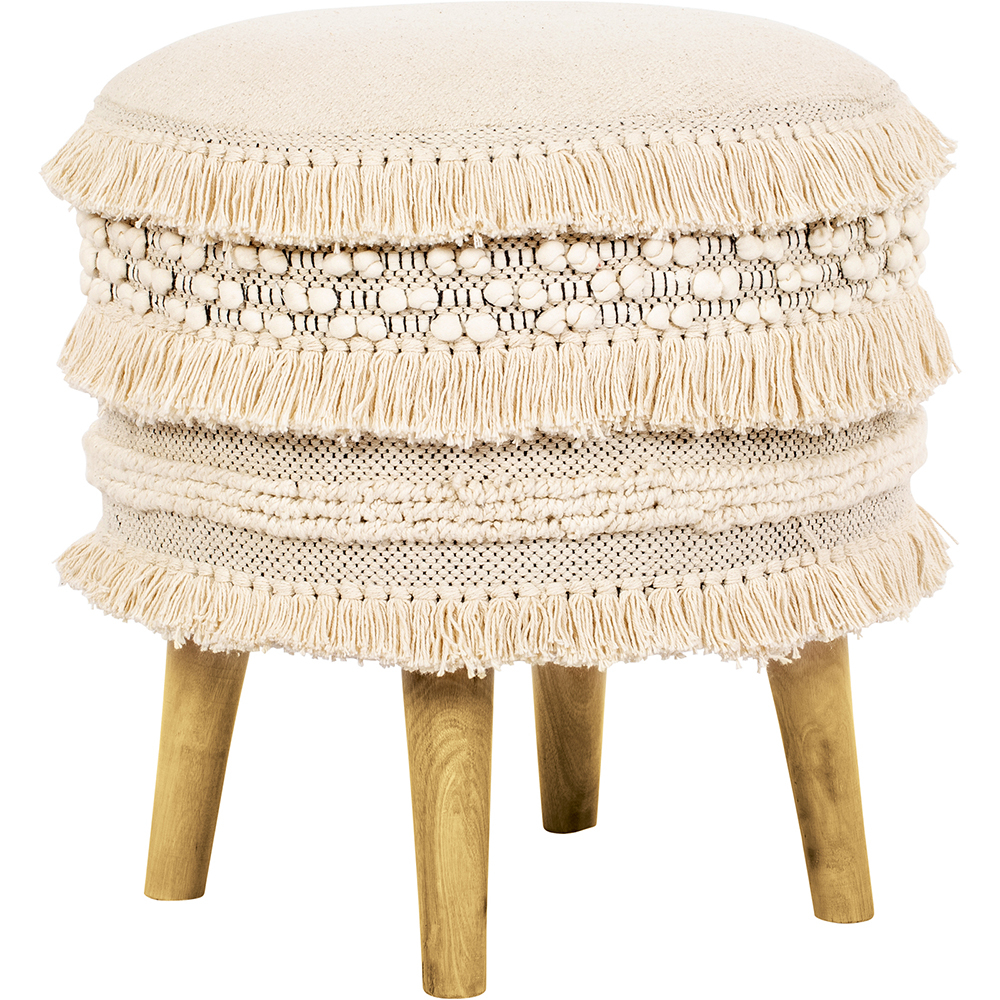 Sgabello Imbottito Stile Boho Bali in Legno - Rivestimento di Cotone - Janice Bali
