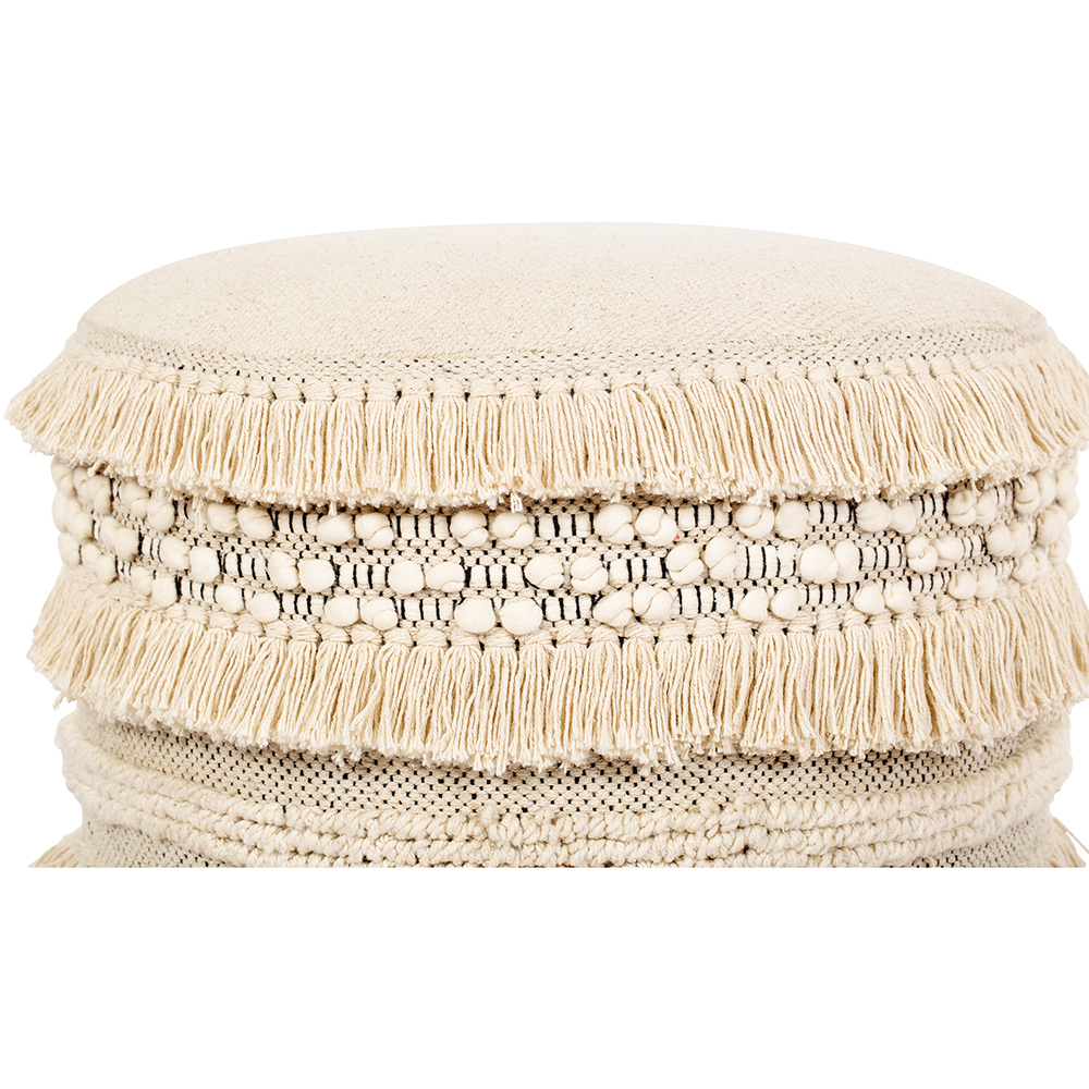 Sgabello Imbottito Stile Boho Bali in Legno - Rivestimento di Cotone - Janice Bali