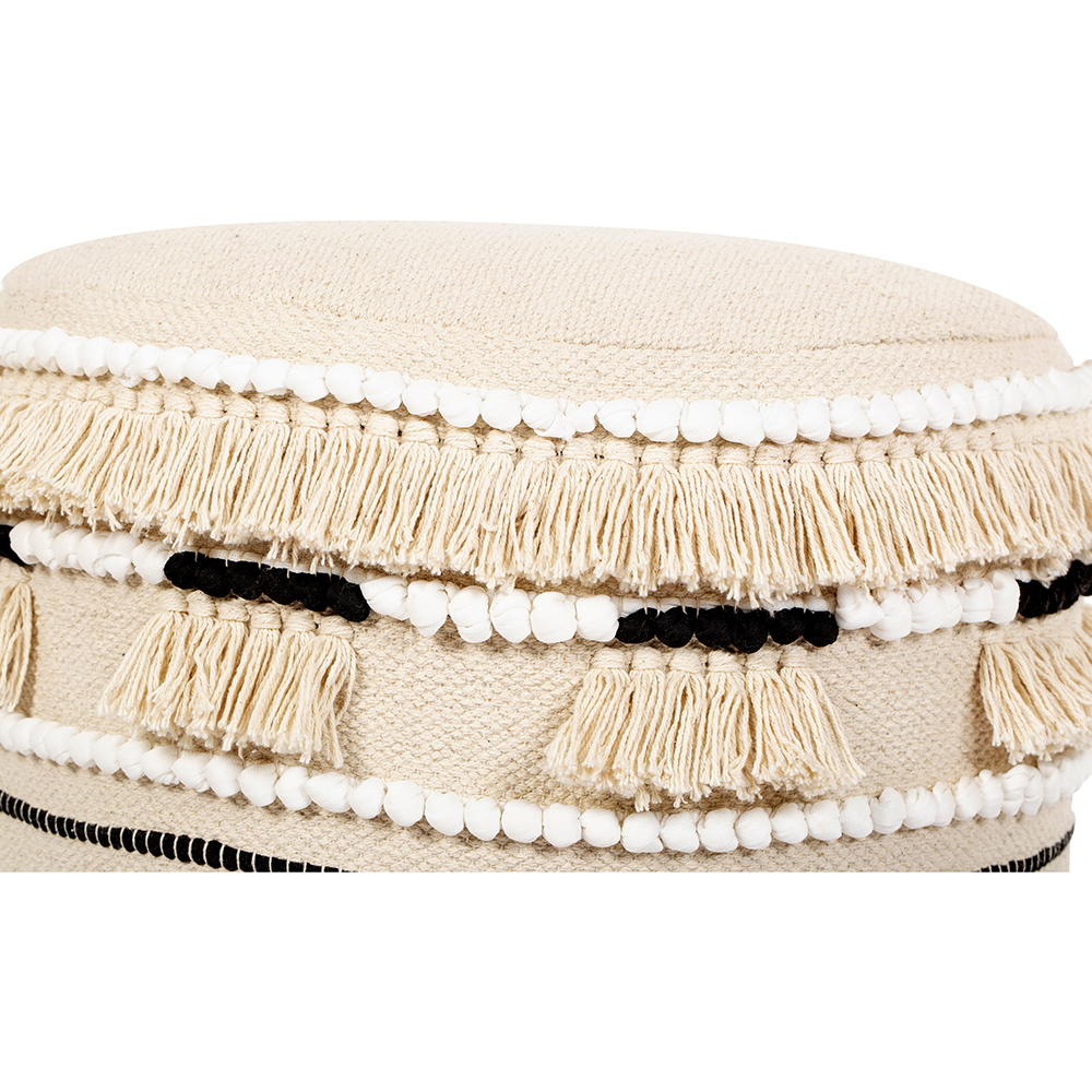 Sgabello Imbottito Stile Boho Bali in Legno - Rivestimento di Cotone - Jessie Bali