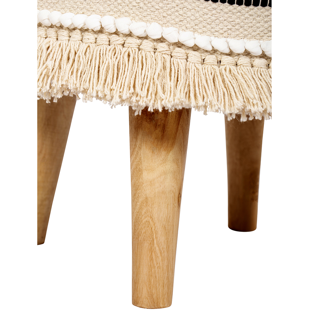 Sgabello Imbottito Stile Boho Bali in Legno - Rivestimento di Cotone - Jessie Bali