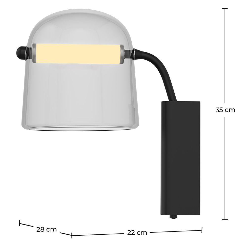 Lampada da parete a LED in vetro fumè, design moderno - Nam
