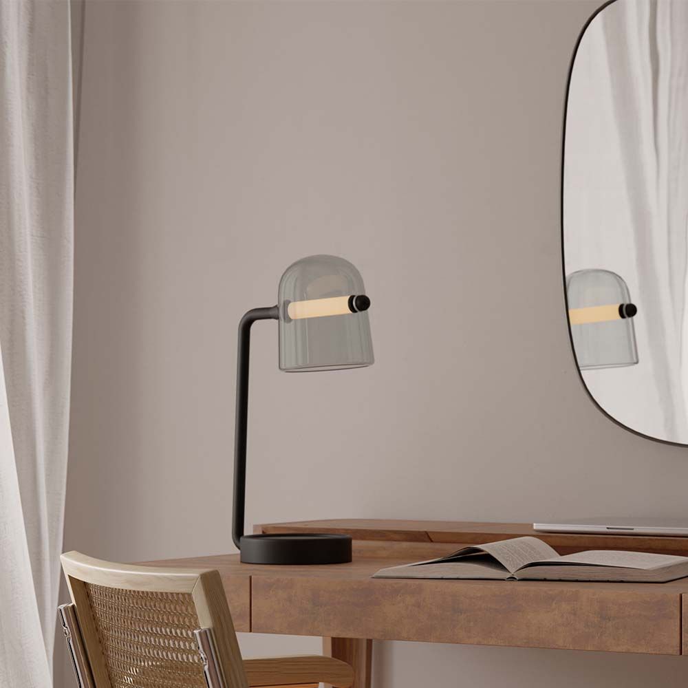 Lampada da tavolo a LED in vetro fumè, design moderno - Nam
