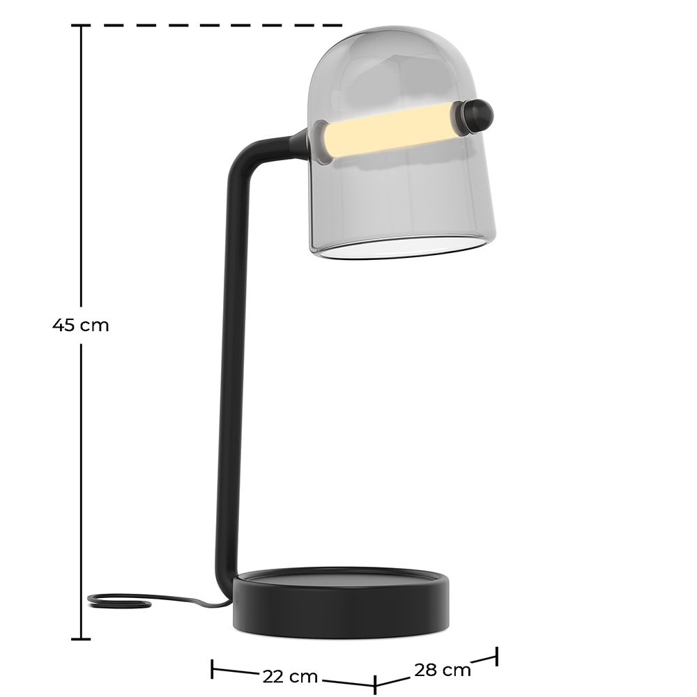 Lampada da tavolo a LED in vetro fumè, design moderno - Nam