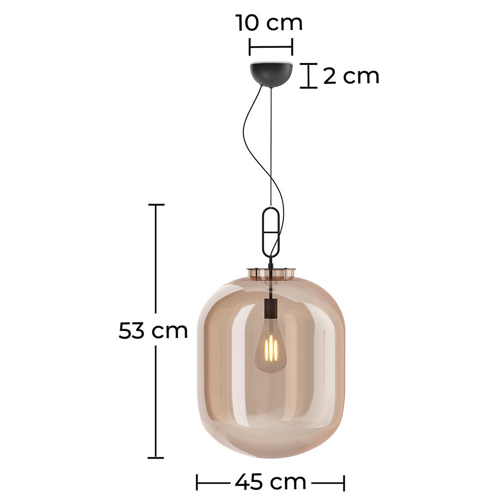 Lampada da soffitto in vetro ambrato/fumè, design moderno - Crada - Grande