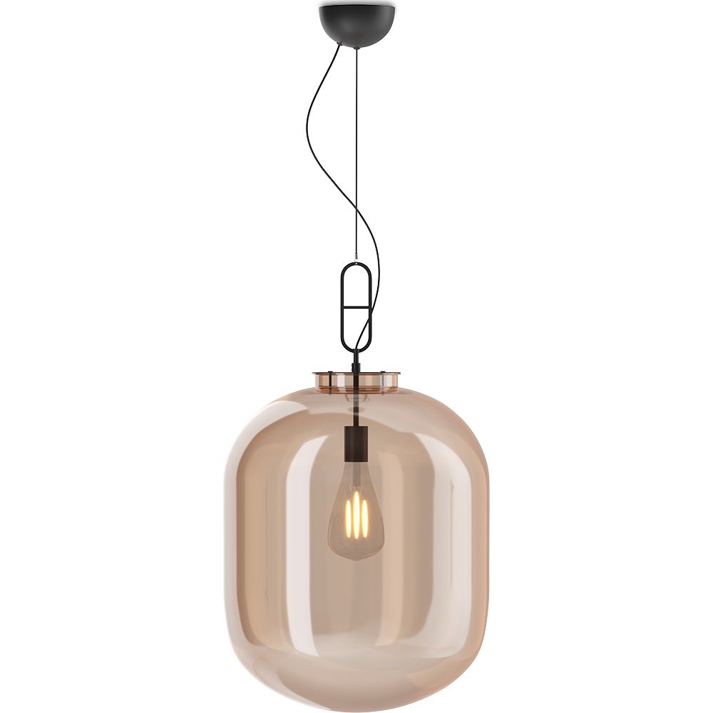 Lampada da soffitto in vetro ambrato/fumè, design moderno - Crada - Grande