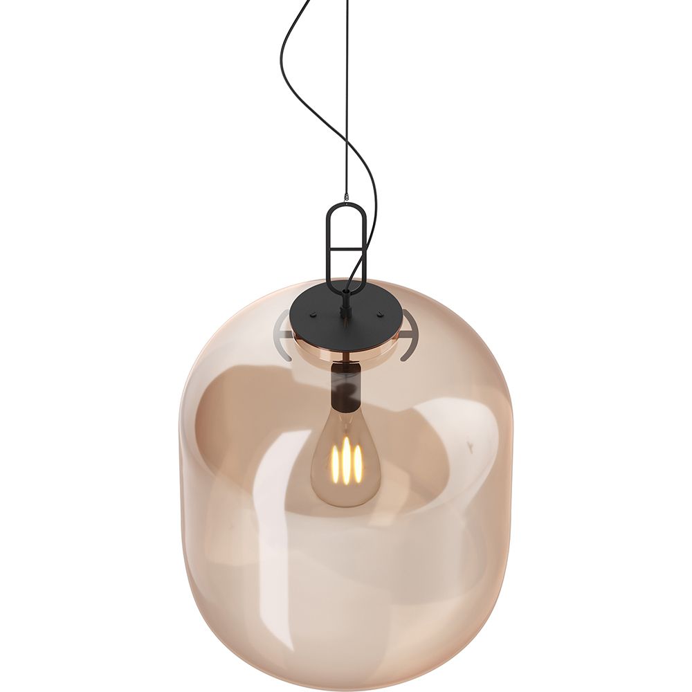Lampada da soffitto in vetro ambrato/fumè, design moderno - Crada - Grande
