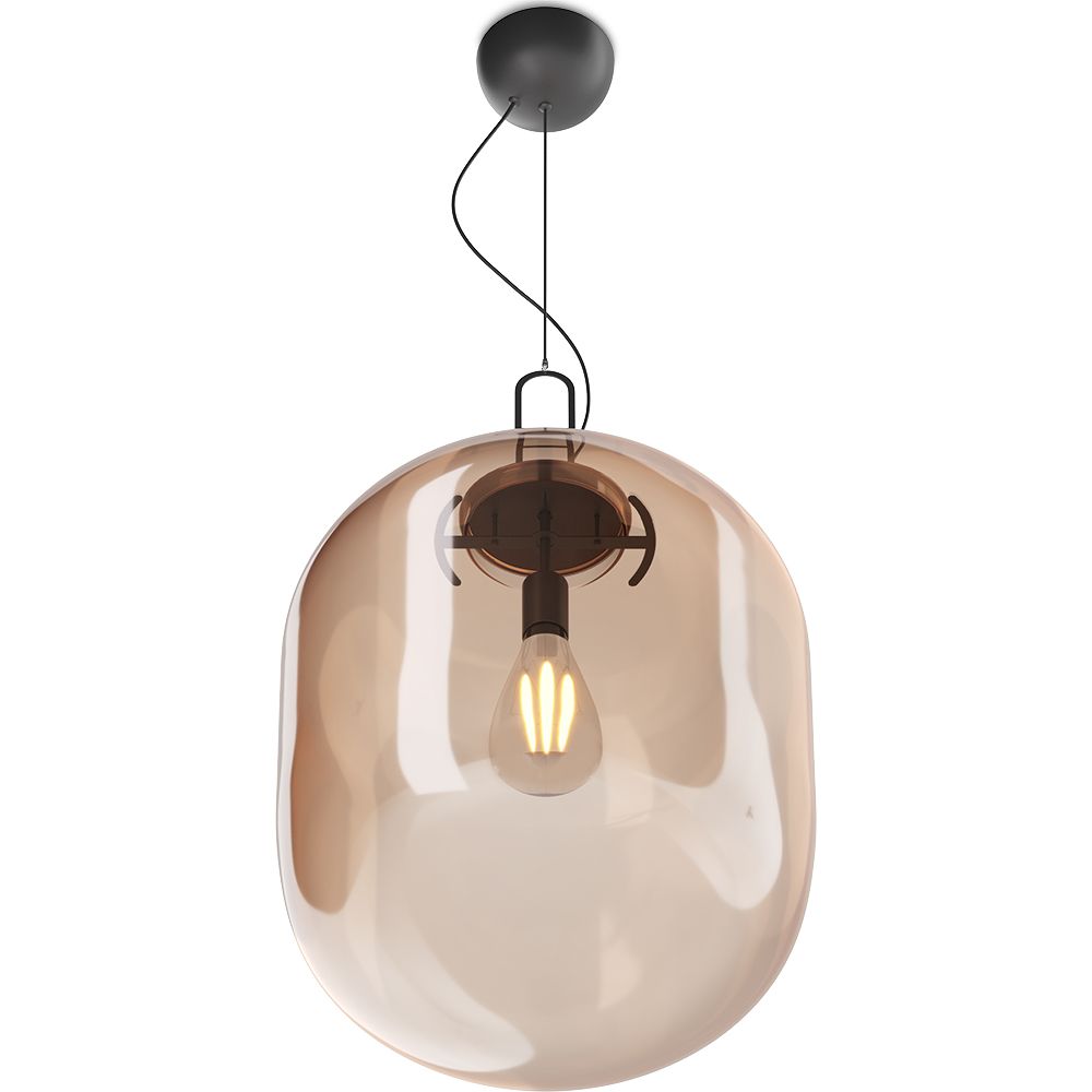 Lampada da soffitto in vetro ambrato/fumè, design moderno - Crada - Grande