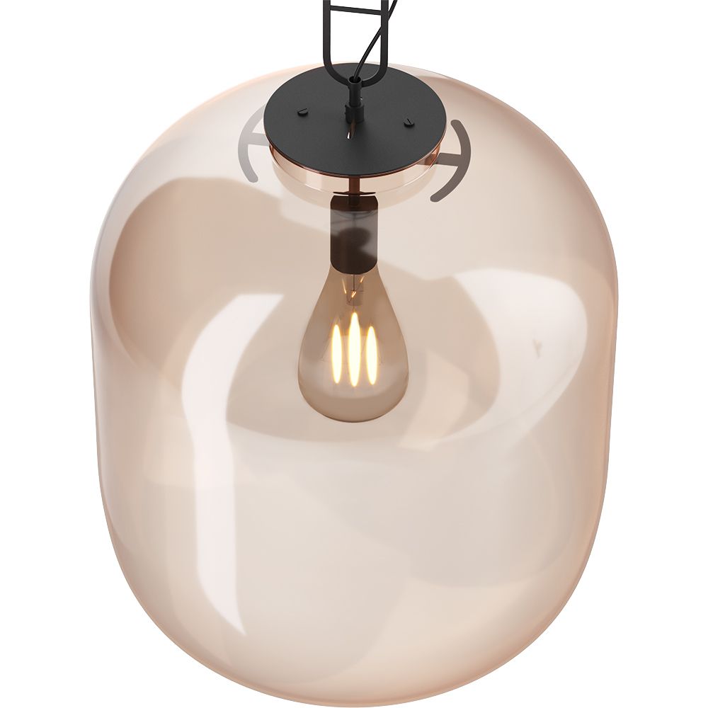 Lampada da soffitto in vetro ambrato/fumè, design moderno - Crada - Grande