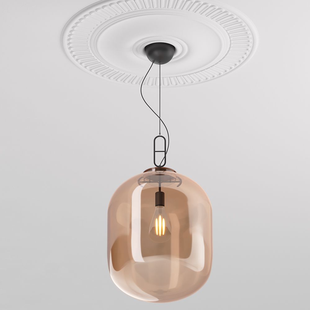 Lampada da soffitto in vetro ambrato/fumè, design moderno - Crada - Grande