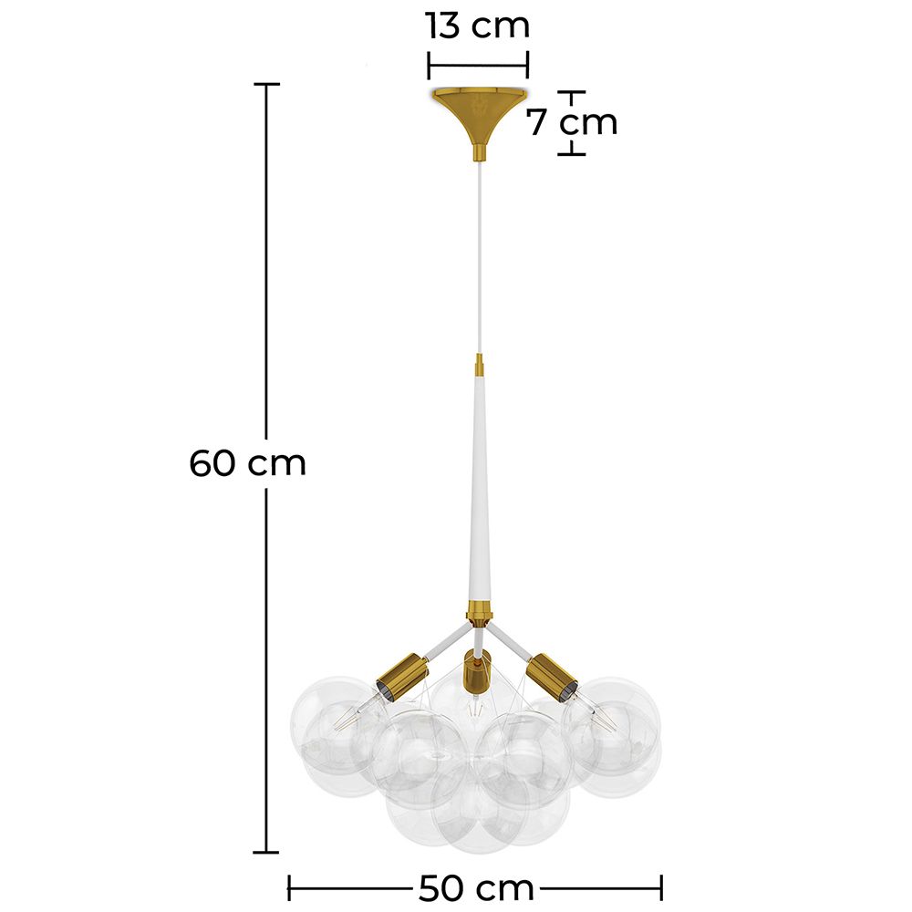 Lampadario con 3 lampadine e 9 bulbi decorativi, design moderno - Plaus