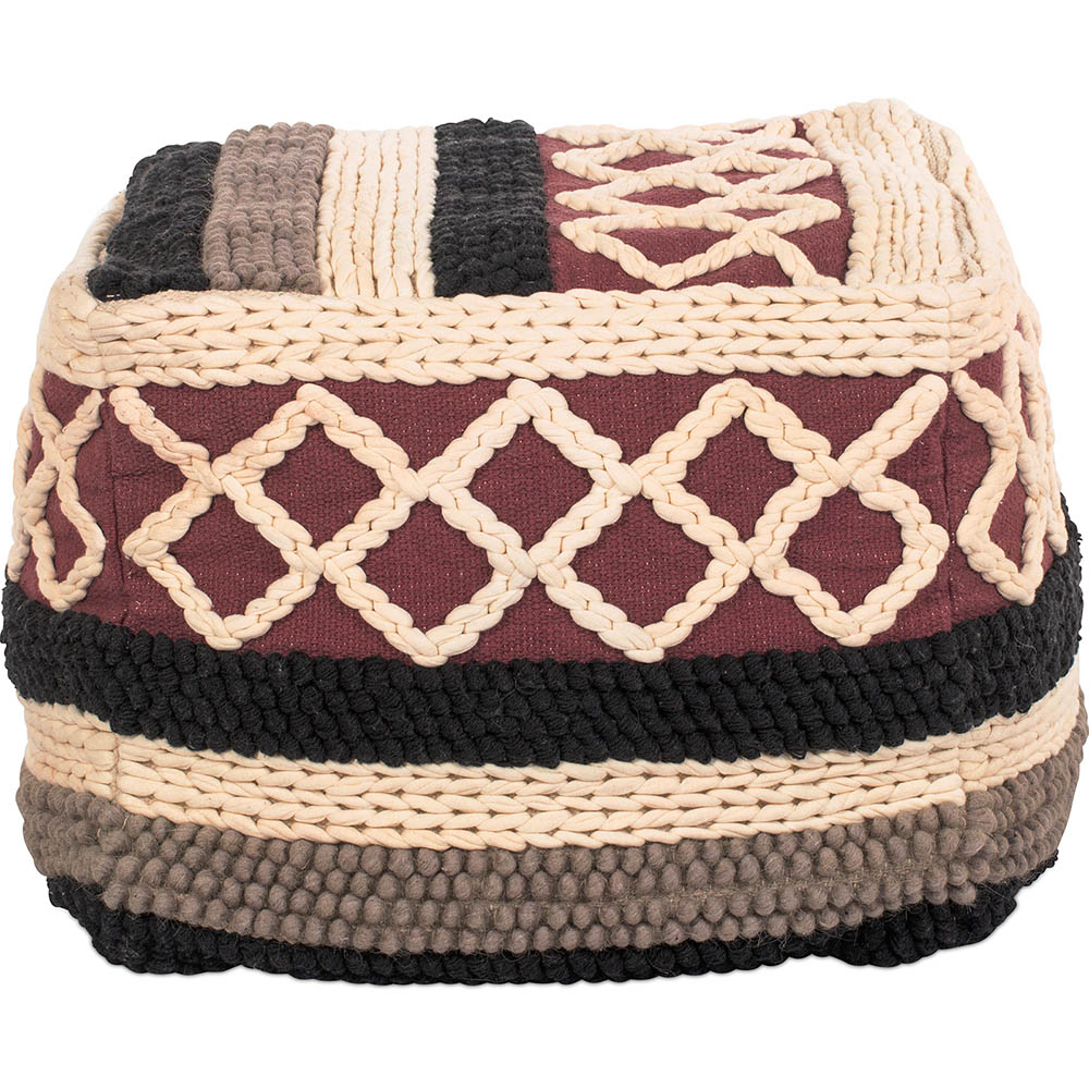 Pouf a Cubo Stile Boho Bali 100% Cotone Con Motivo Colorato - Munbay Bali