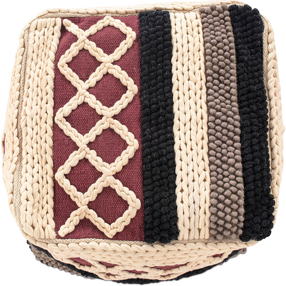 Pouf a Cubo Stile Boho Bali 100% Cotone Con Motivo Colorato - Munbay Bali