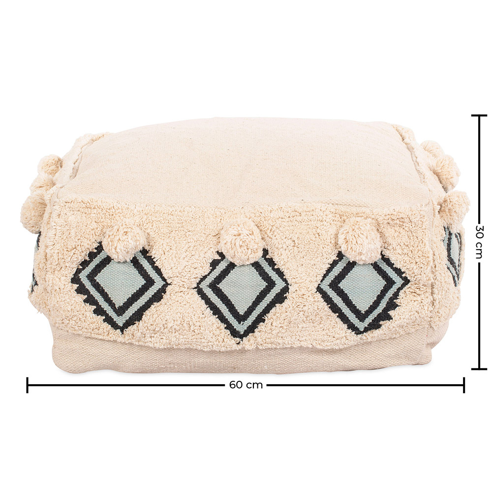 Pouf a Cubo Stile Boho Bali 100% Cotone Con Motivo Colorato - Iris Bali