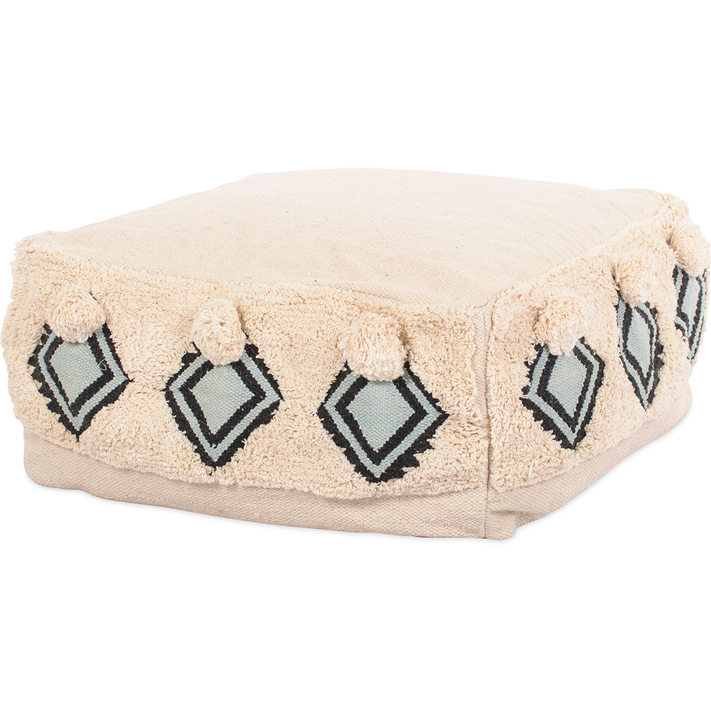 Pouf a Cubo Stile Boho Bali 100% Cotone Con Motivo Colorato - Iris Bali