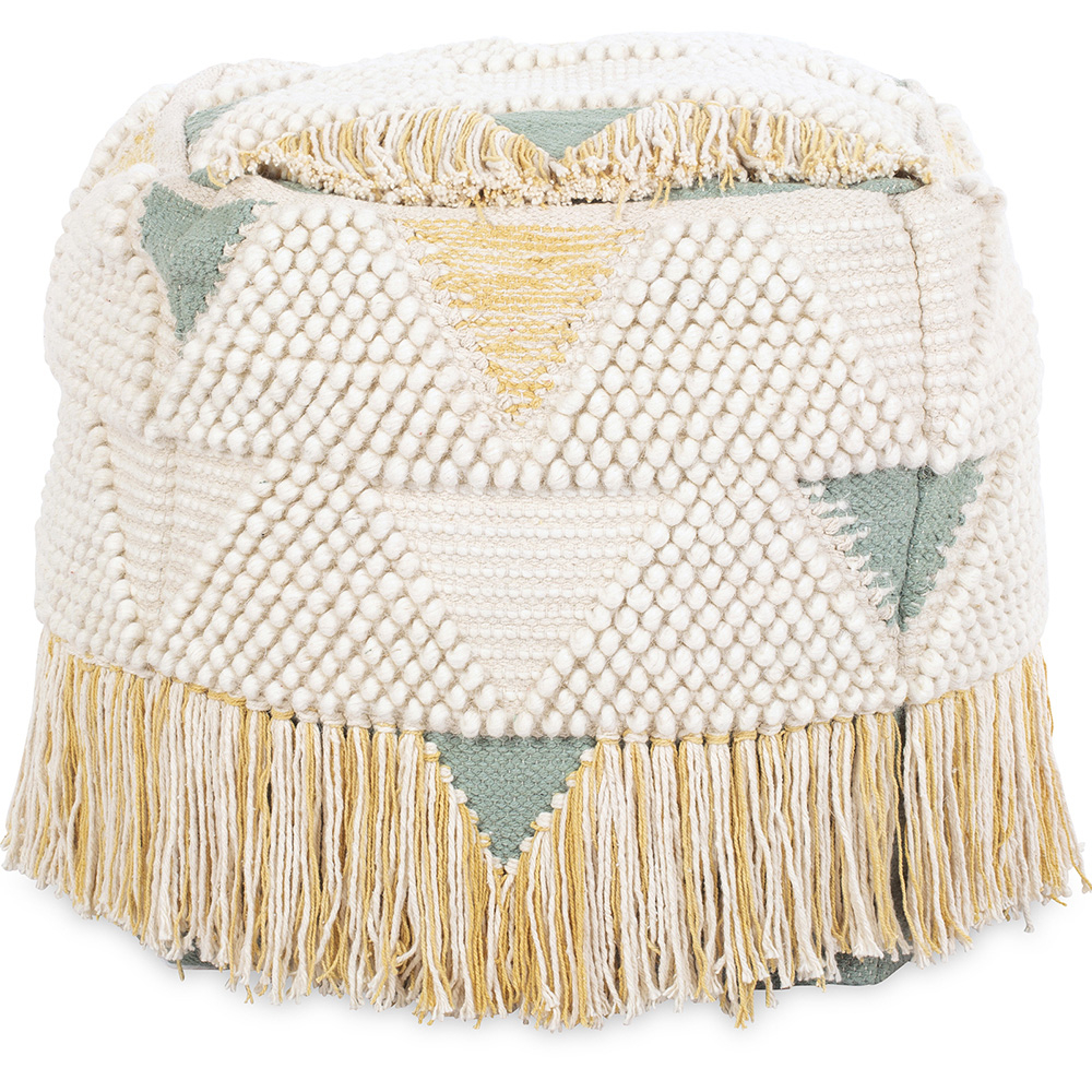 Pouf a Cubo Stile Boho Bali Cotone, Lana  Con Motivo Colorato - Janet Bali