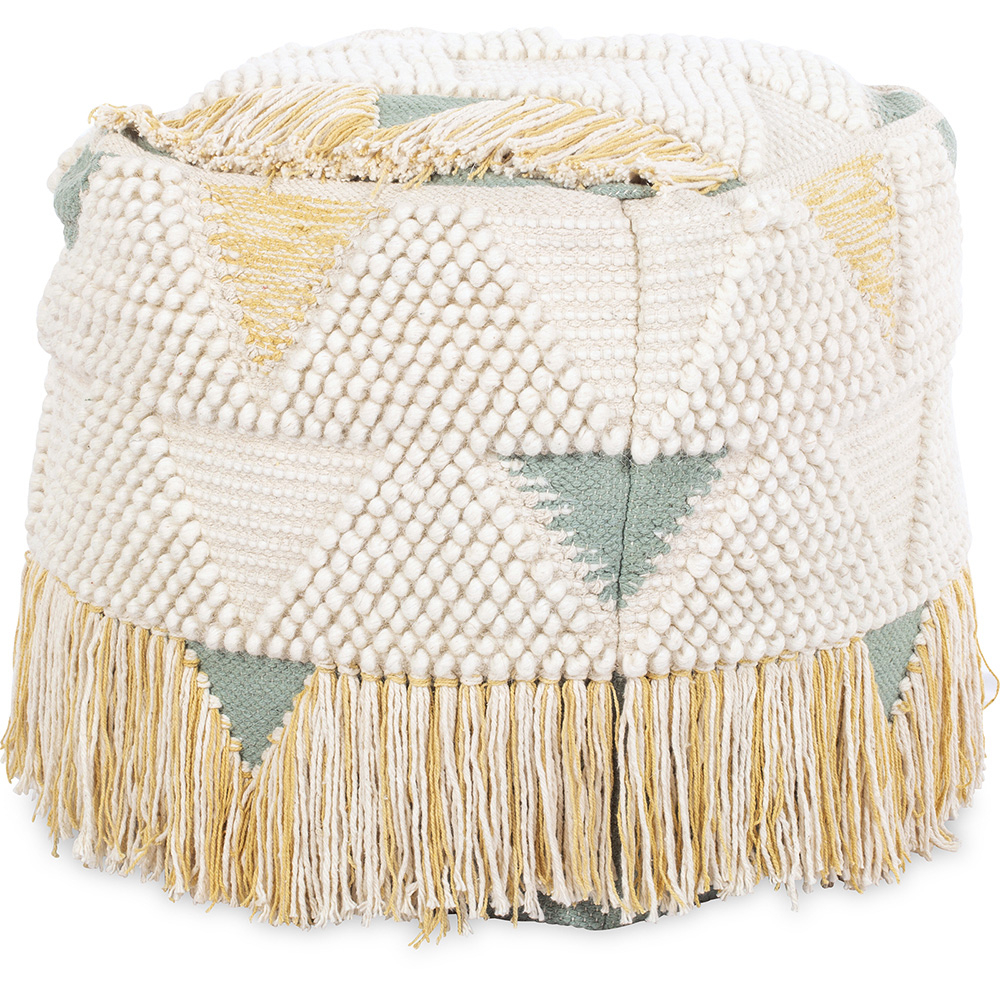 Pouf a Cubo Stile Boho Bali Cotone, Lana  Con Motivo Colorato - Janet Bali