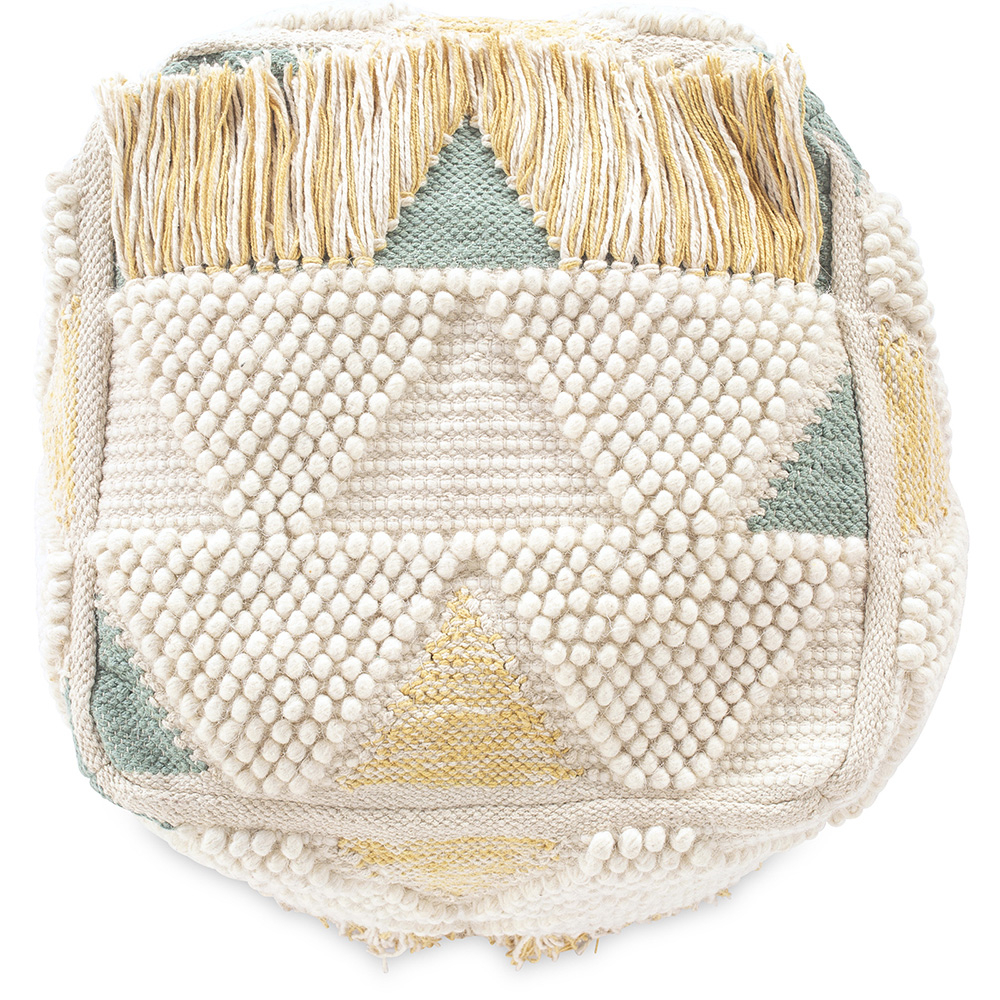Pouf a Cubo Stile Boho Bali Cotone, Lana  Con Motivo Colorato - Janet Bali