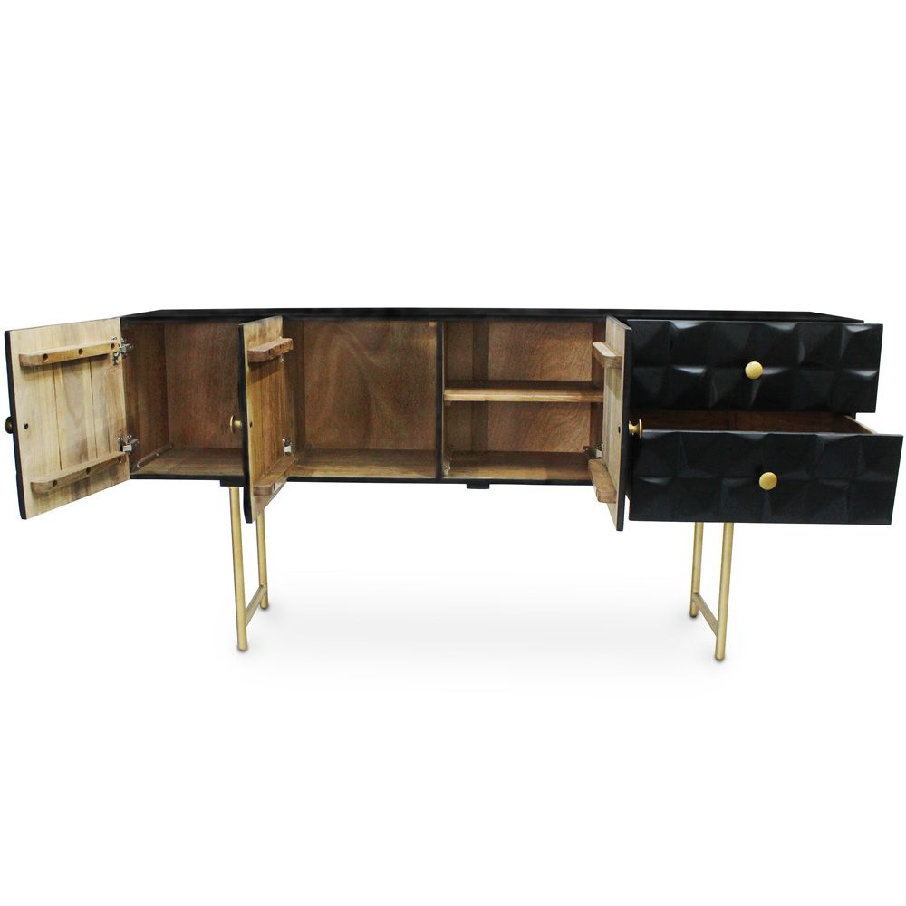 Consolle in Legno - Credenza in stile Vintage - Nero - Fros