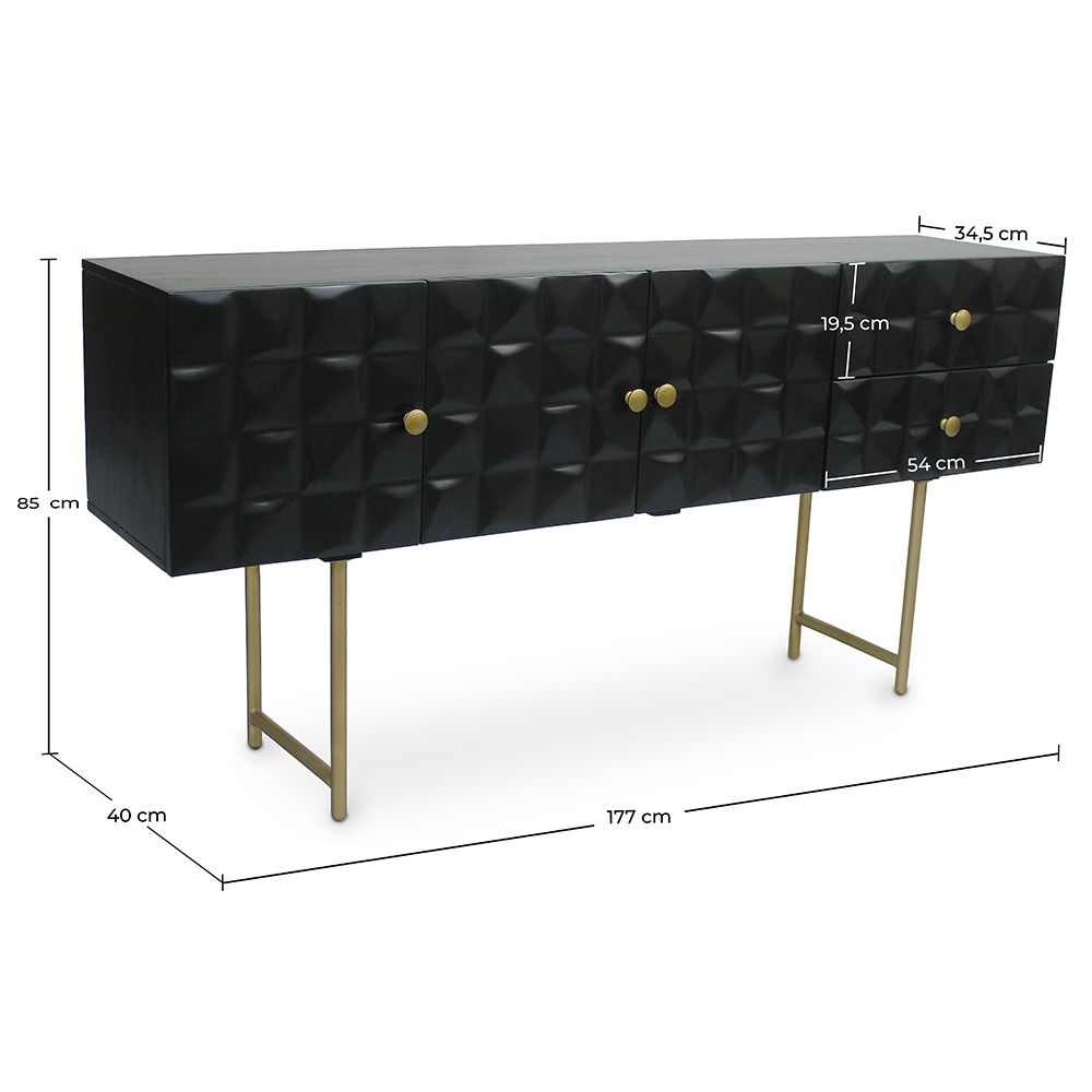 Consolle in Legno - Credenza in stile Vintage - Nero - Fros