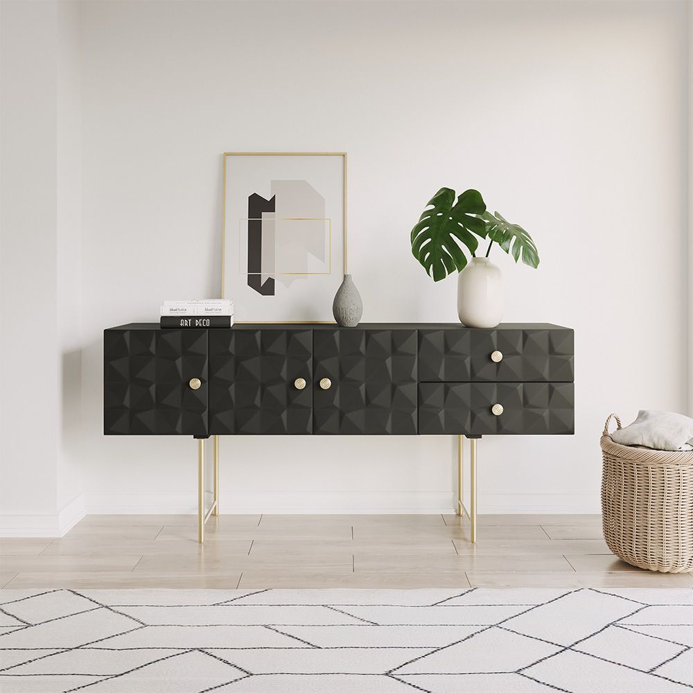 Consolle in Legno - Credenza in stile Vintage - Nero - Fros