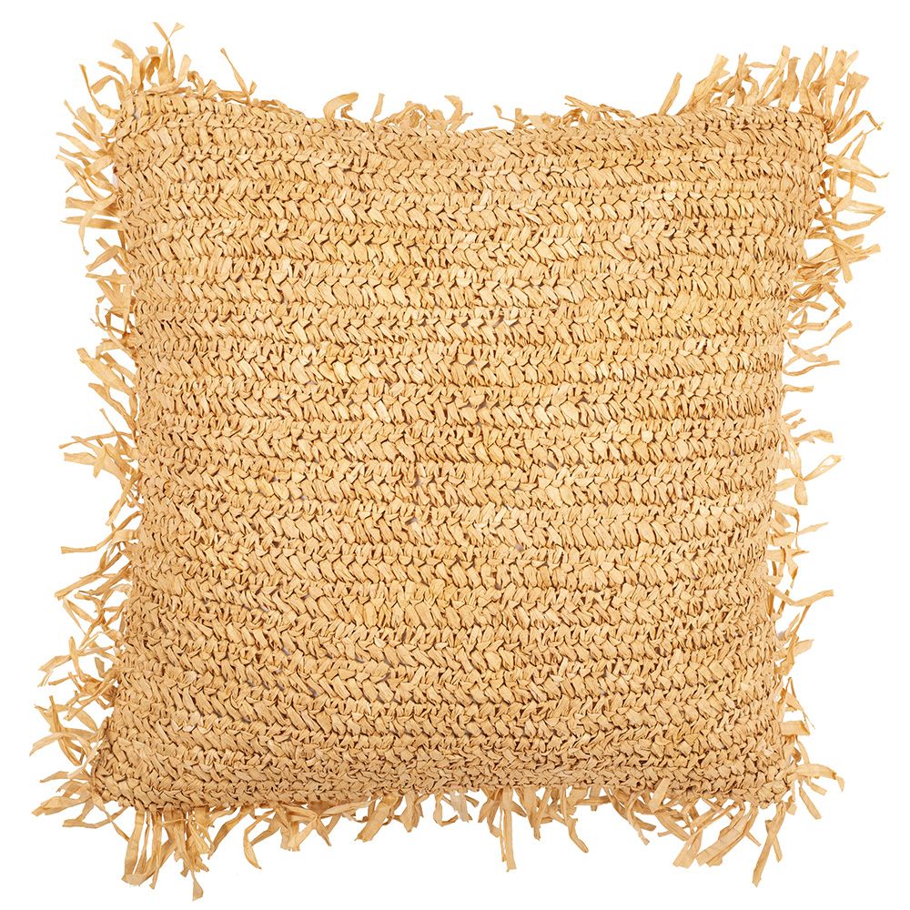 Federa per cuscino Alizon 100% Rafia - Stile Rustico - 50x50 cm, cuscino incluso fodera + imbottitura