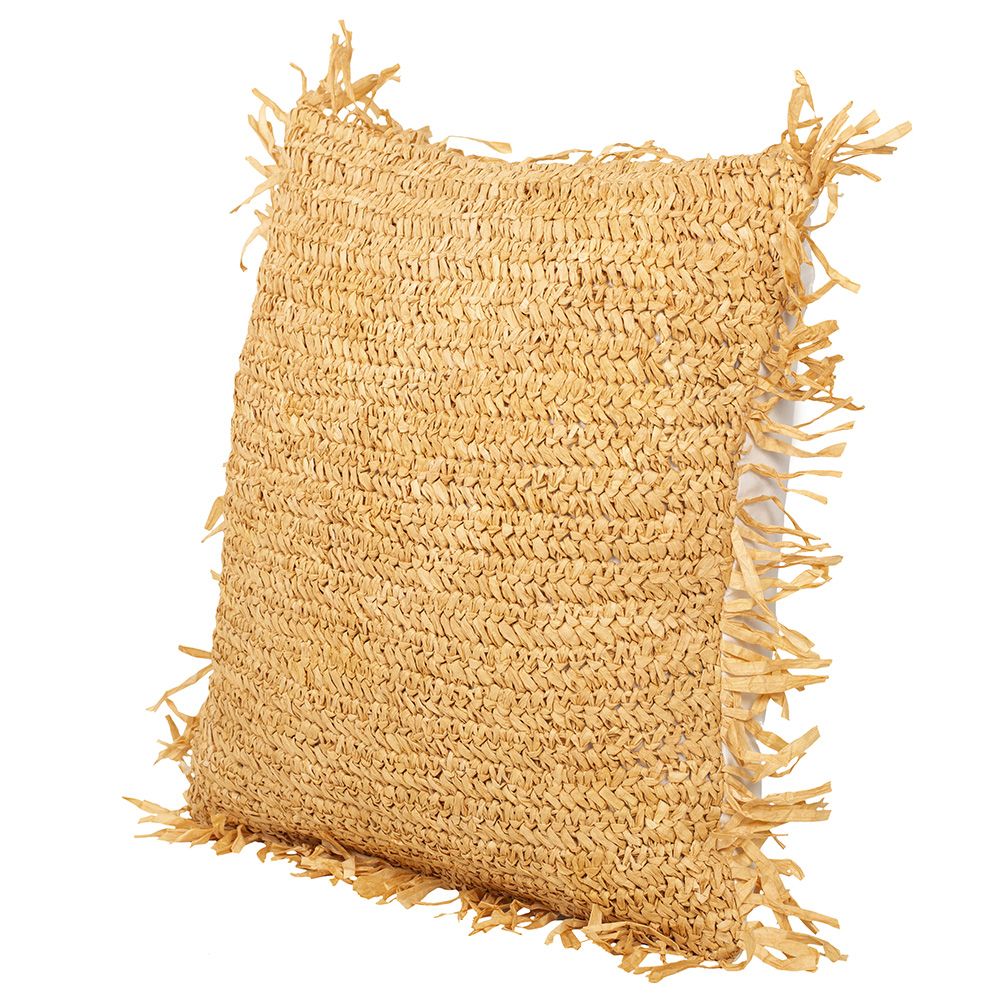 Federa per cuscino Alizon 100% Rafia - Stile Rustico - 50x50 cm, cuscino incluso fodera + imbottitura